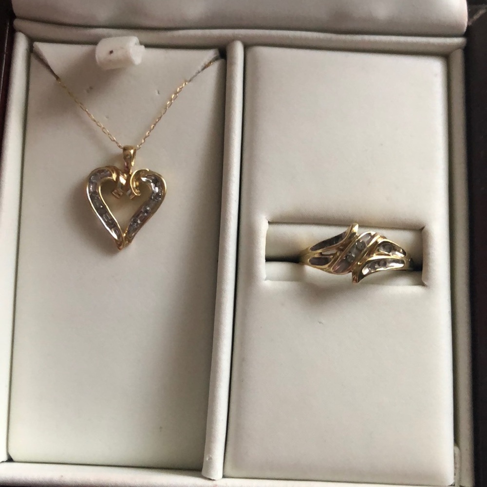 10k Gold Heart Necklace and Ring